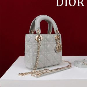 CD Mini Lady 17 Light Grey Lambskin