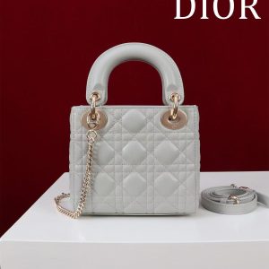 CD Mini Lady 17 Light Grey Lambskin