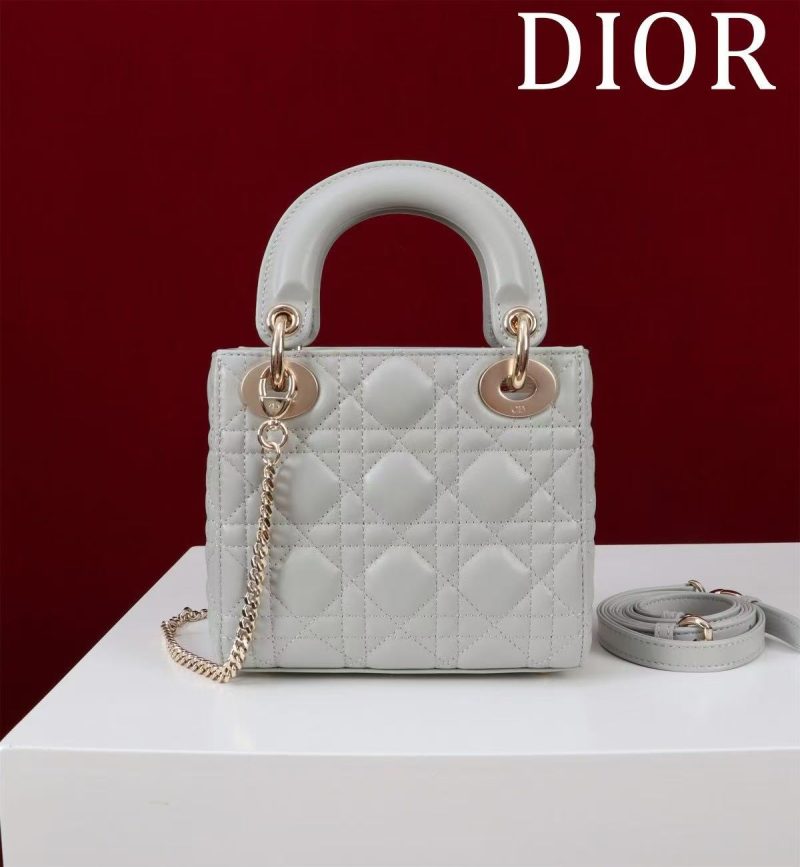 CD Mini Lady 17 Light Grey Lambskin