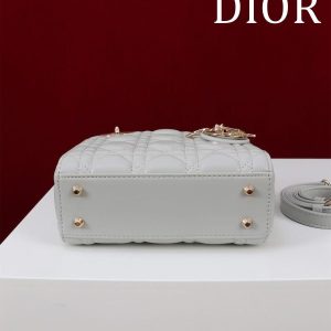 CD Mini Lady 17 Light Grey Lambskin