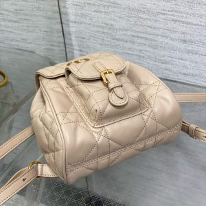 Small CD Caro Blackpack 18cm Powder Beige Macrocannage Lambskin