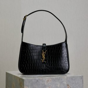 Le 5 a 7 Bag 25cm Black Crocodile Pattern Calfskin Ghw