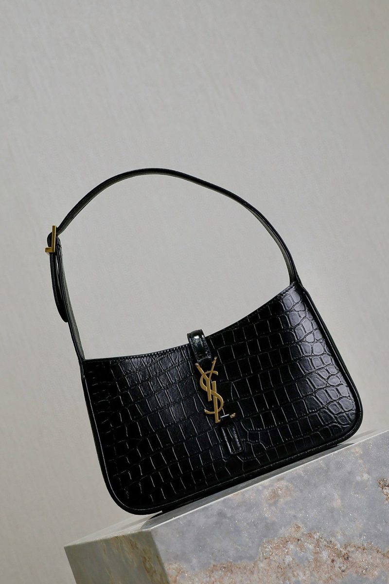 Le 5 a 7 Bag 25cm Black Crocodile Pattern Calfskin Ghw