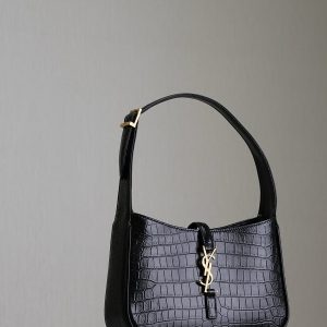 Le 5 a 7 Bag 25cm Black Crocodile Pattern Calfskin Ghw