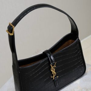 Le 5 a 7 Bag 25cm Black Crocodile Pattern Calfskin Ghw