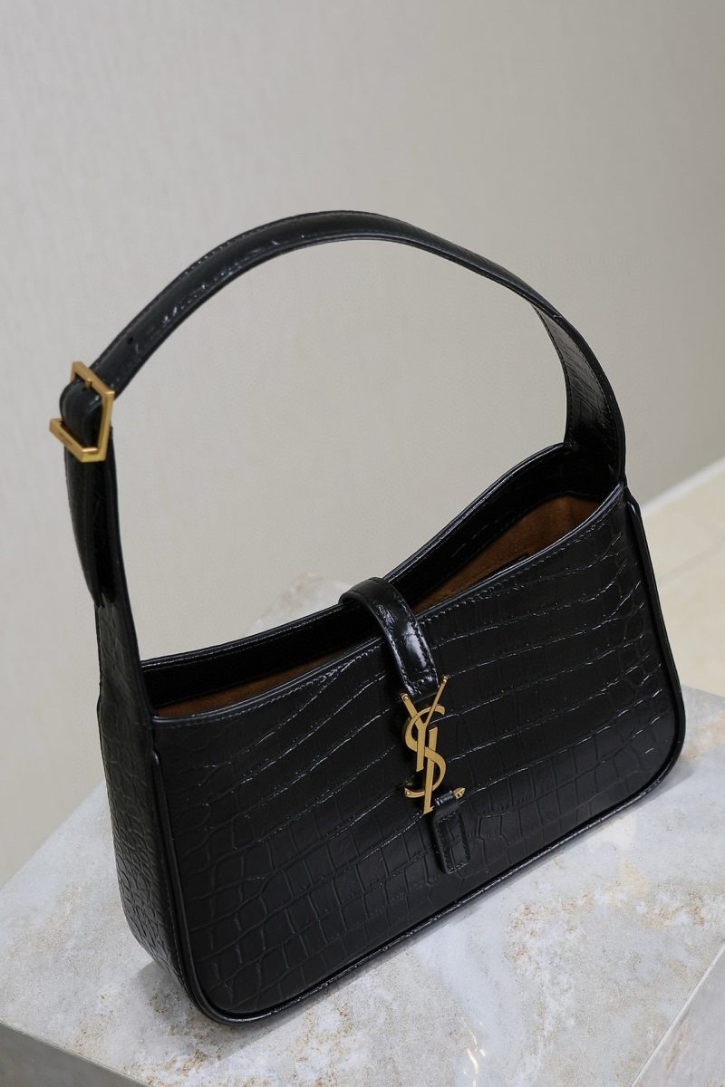 Le 5 a 7 Bag 25cm Black Crocodile Pattern Calfskin Ghw