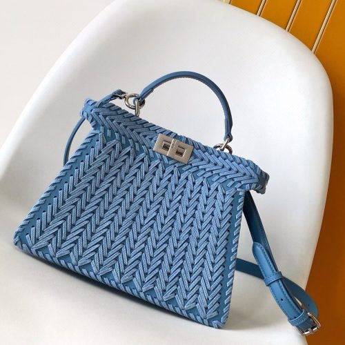 Image_20250709162254 Peekaboo ISeeU Small 27cm Bag Blue Denim And Leather