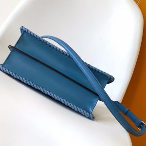 Peekaboo ISeeU Small 27cm Bag Blue Denim And Leather