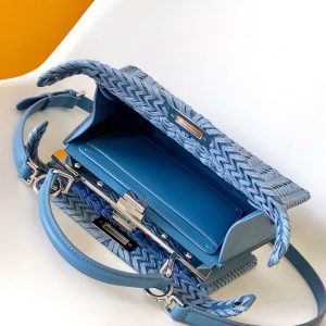 Peekaboo ISeeU Small 27cm Bag Blue Denim And Leather
