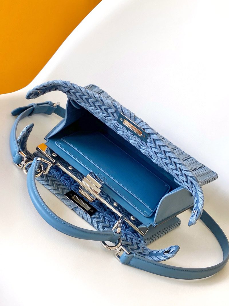Peekaboo ISeeU Small 27cm Bag Blue Denim And Leather