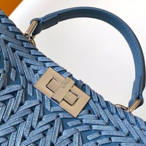 Peekaboo ISeeU Small 27cm Bag Blue Denim And Leather