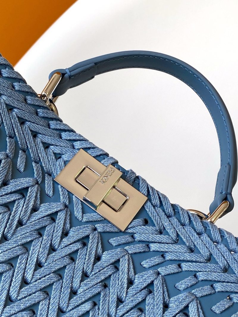 Peekaboo ISeeU Small 27cm Bag Blue Denim And Leather