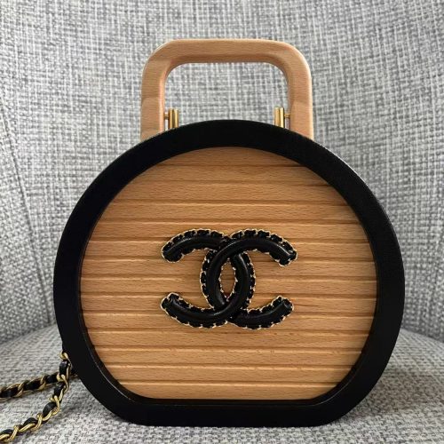 Image_20250730160015_4703 Chanel Beech Wood Round Vanity Beige Black Wood Calfskin