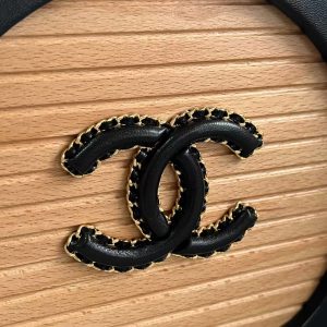 Chanel Beech Wood Round Vanity Beige Black Wood Calfskin