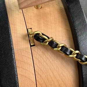 Chanel Beech Wood Round Vanity Beige Black Wood Calfskin