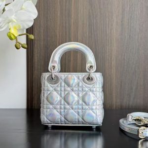 CD MINI LADY 12 SILVER PATENT LAMBSKIN
