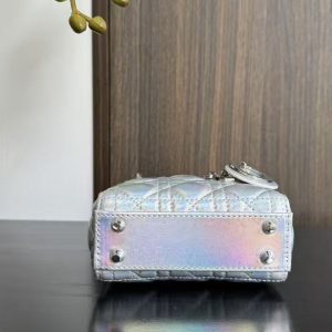 CD MINI LADY 12 SILVER PATENT LAMBSKIN
