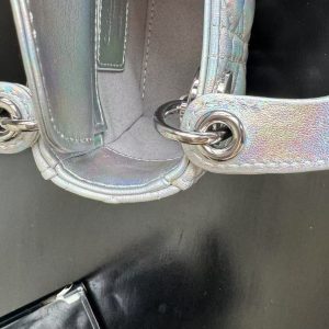 CD MINI LADY 12 SILVER PATENT LAMBSKIN