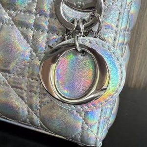 CD MINI LADY 12 SILVER PATENT LAMBSKIN