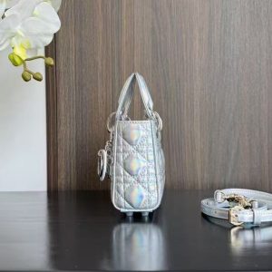 CD MINI LADY 12 SILVER PATENT LAMBSKIN