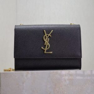 Image_20250817115349_5866 YSL Kate Small Chain Bag 20cm Black Gold Grained Calfskin