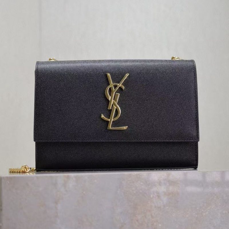 Image_20250817115349_5866 YSL Kate Small Chain Bag 20cm Black Gold Grained Calfskin