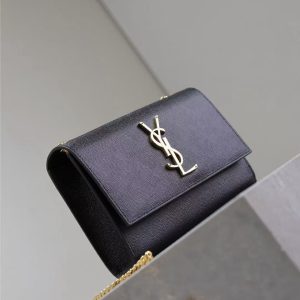 Image_20250817115349_5868 YSL Kate Small Chain Bag 20cm Black Gold Grained Calfskin