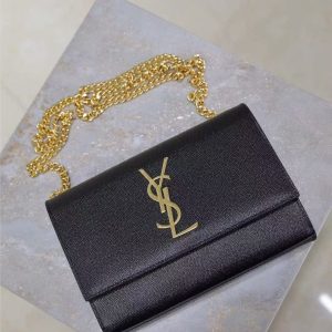 Image_20250817115349_5870 YSL Kate Small Chain Bag 20cm Black Gold Grained Calfskin