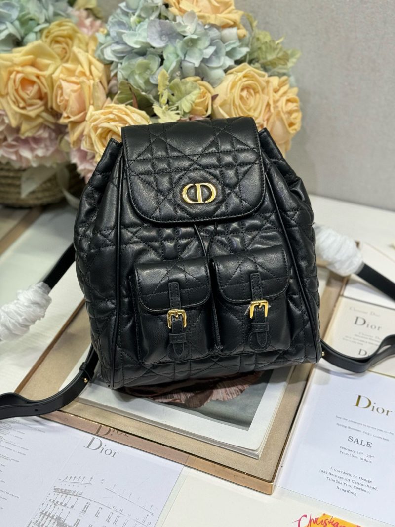 CD Caro Medium Size Backpack Black Sheepskin 23 x 26.7 x 12.5 cm