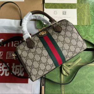 Image_20250921112525_9020_16 Gucci Ophidia 21.5 Bag Brown Ebony Leather Canvas