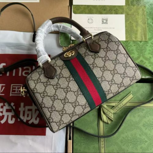 Image_20250921112525_9020_16 Gucci Ophidia 21.5 Bag Brown Ebony Leather Canvas