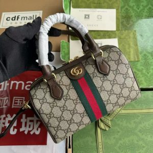 Image_20250921112527_9022_16 Gucci Ophidia 21.5 Bag Brown Ebony Leather Canvas