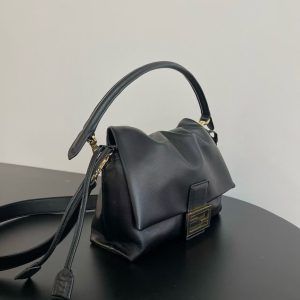 Image_20250922113250_9091_16_1 Fendii Mamma Baguette Drawstring Shoulder Bag Black Nappa Leather