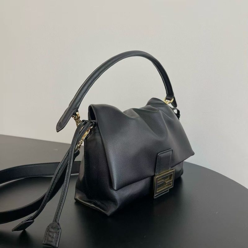 Image_20250922113250_9091_16_1 Fendii Mamma Baguette Drawstring Shoulder Bag Black Nappa Leather