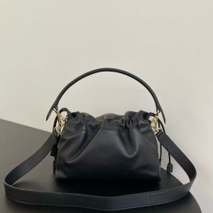 Image_20250922113253_9094_16_1 Fendii Mamma Baguette Drawstring Shoulder Bag Black Nappa Leather