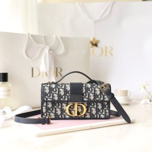 Dior Miss Montaigne Bag 20cm Black Canvas Calfskin