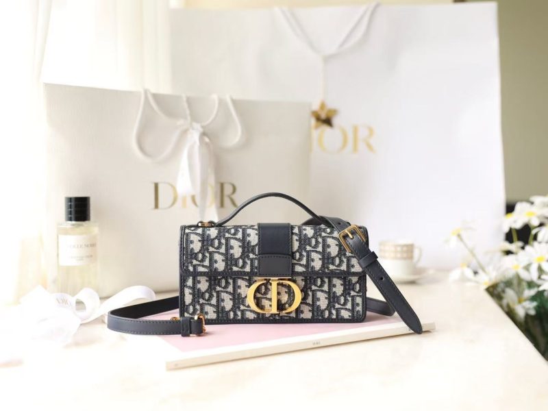 Dior Miss Montaigne Bag 20cm Black Canvas Calfskin