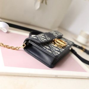 Dior Miss Montaigne Bag 20cm Black Canvas Calfskin