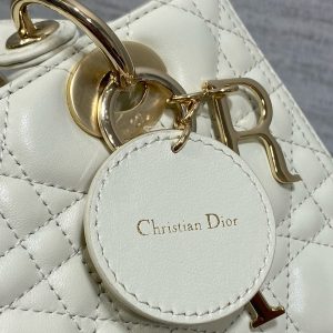CD Lady Dior 24cm White Lambskin Light Gold Hardware