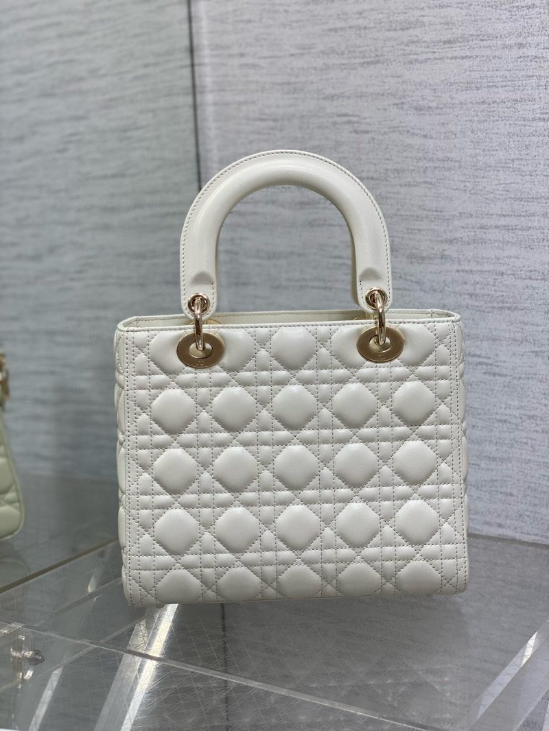 CD Lady Dior 24cm White Lambskin Light Gold Hardware