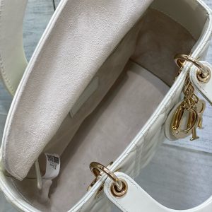 CD Lady Dior 24cm White Lambskin Light Gold Hardware