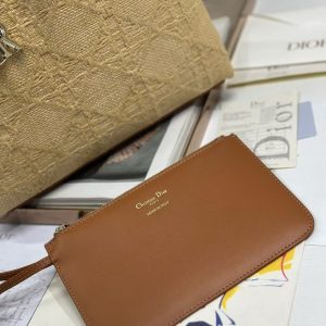 CD Toujours Vertical Tote Bag Brown Coconut Fiber Weaving Paired with Cowhide