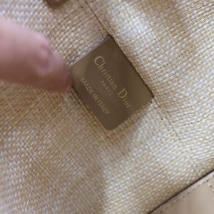 CD Toujours Medium Tote Bag 28cm Brown Coconut Fiber Weaving Paired with Cowhide