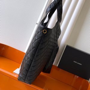 YSL ICARE GOLDEN DRAGON TOTE BAG LARGE BLACK SHEEPSKIN