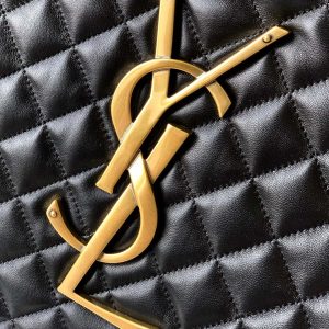 YSL ICARE GOLDEN DRAGON TOTE BAG LARGE BLACK SHEEPSKIN