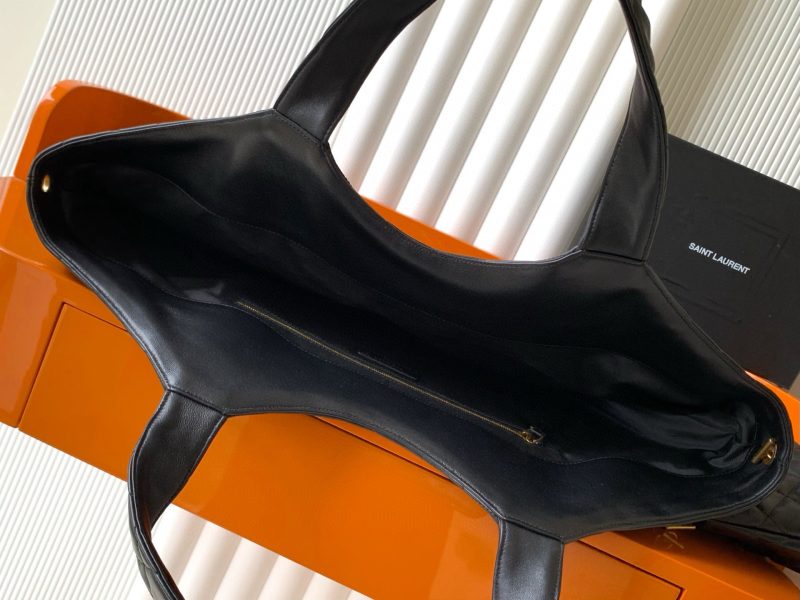 YSL ICARE GOLDEN DRAGON TOTE BAG LARGE BLACK SHEEPSKIN