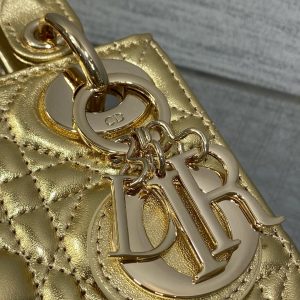CD Lady Dior 17cm Bag Gold Lambskin
