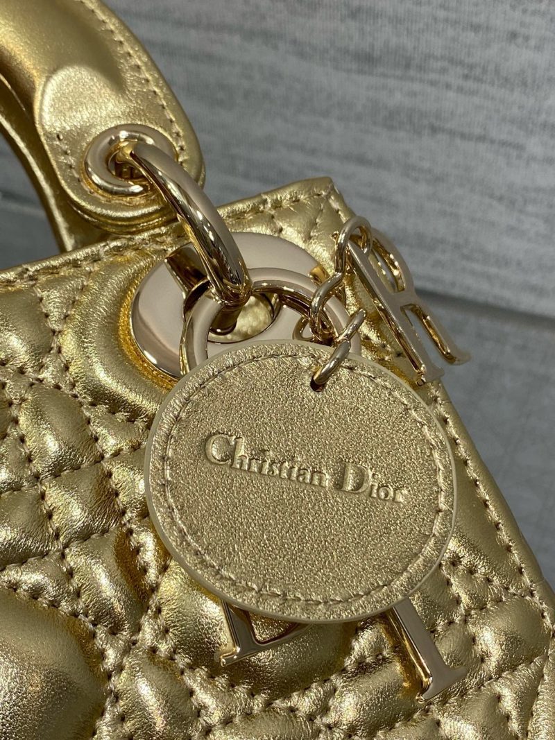 CD Lady Dior 17cm Bag Gold Lambskin