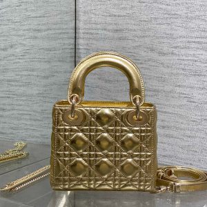 CD Lady Dior 17cm Bag Gold Lambskin