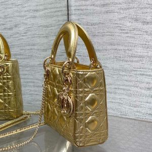 CD Lady Dior 17cm Bag Gold Lambskin